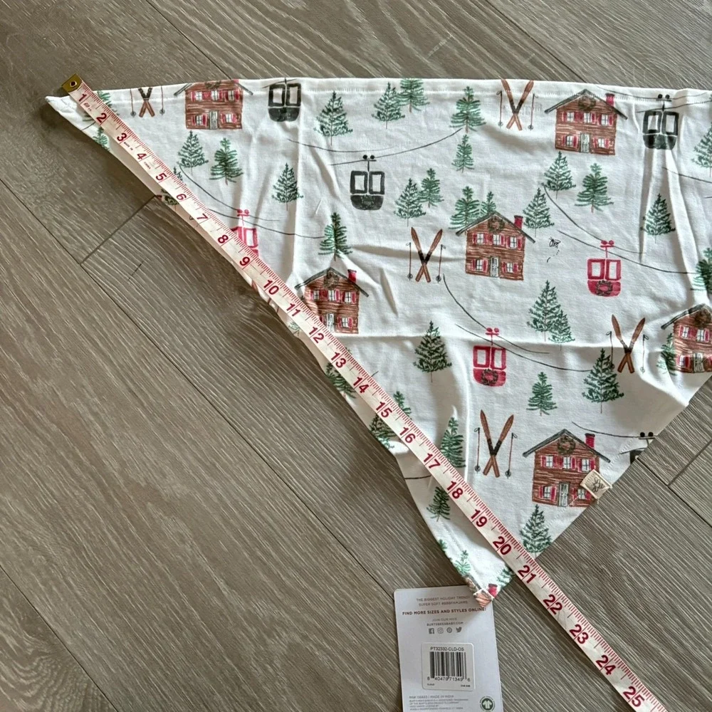 NWT Burt's Bees Organic Cotton Winter Ski Holiday PET BANDANA Matching Jammies